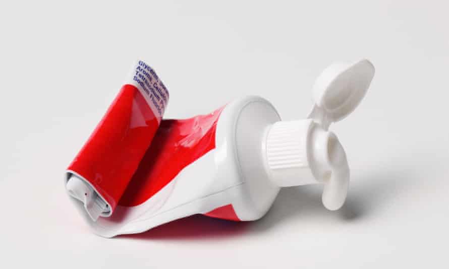 An empty toothpaste tube.