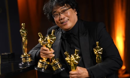 The South Korean film-maker Bong Joon-ho at the Oscars in 2020, where his film Parasite won four awards, including best picture.