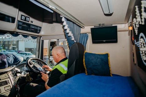 Unlike in the old days, Rob Piper’s cab is fitted with a bed, a TV and heating.