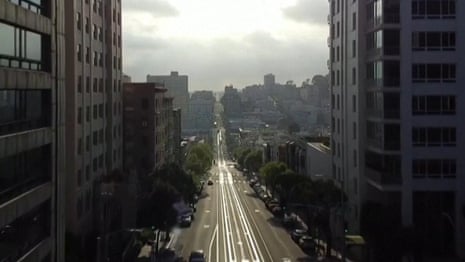 Drone footage shows San Francisco deserted under coronavirus lockdown – video