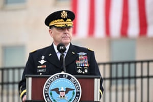 US Chairman of the Joint Chiefs of Staff General Mark Milley gives remarks during the 19th annual September 11 observance ceremony at the Pentagon in Arlington, Virginia, earlier today.