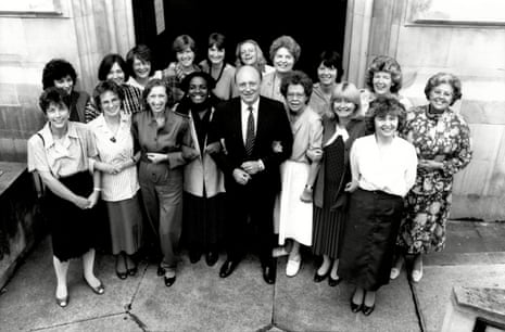 Most of the female Labour MPs elected to parliament in 1987, with the then party leader Neil Kinnock. 
