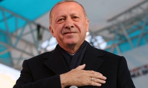 President Recep Tayyip Erdoğan of Turkey campaigns in local elections, Usak, 27 March.