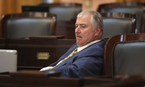 Former Ohio House speaker Larry Householder sits in the Ohio statehouse.