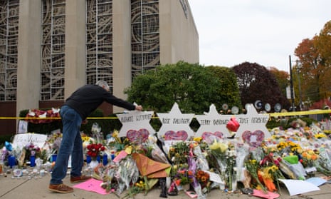 Mourners visit the memorial outside the Tree of Life synagogue in Pittsburgh, Pennsylvania. 