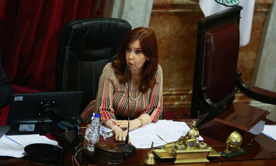 Argentina’s vice-president Cristina Fernandez de Kirchner speaks during the debate on the abortion bill.