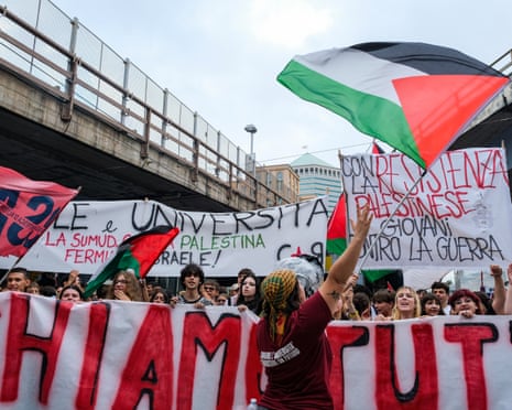 The second student rally joins the rest of the pro-Palestinian protesters in Genoa, Italy.