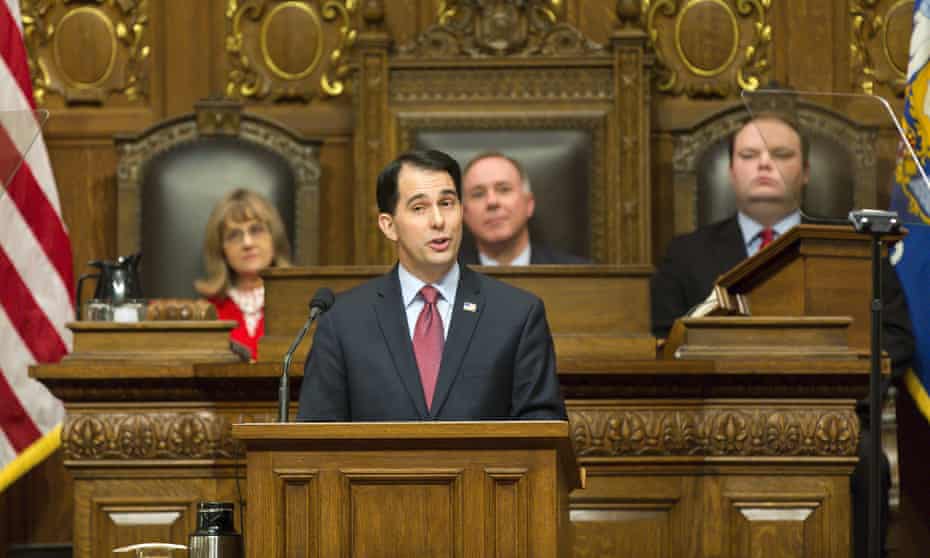 Governor Scott Walker addresses the Wisconsin legislature