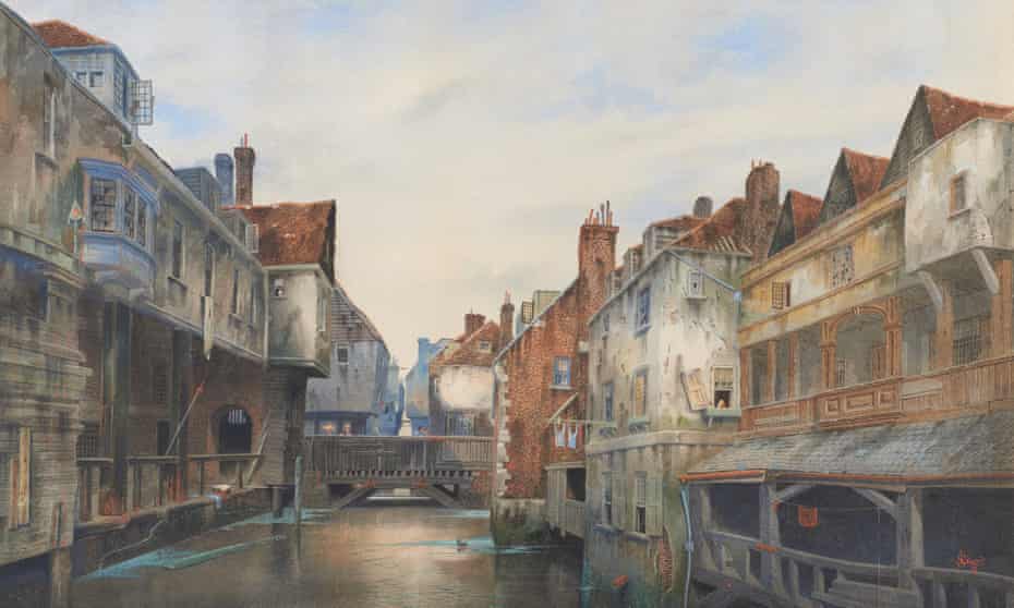 Jacob’s Island, Rotherhithe, depicted in watercolour by James Lawson Stewart, 1887