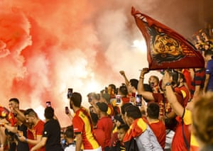 Dohar, Qatar. Esperance Sportive de Tunis’s supporters cheer for their team during the Fifa Club World Cup second round match against Al Hilal of Saudi Arabia