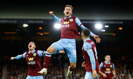 3 October 2023Jacob Bruun Larsen celebrates scoring Burnley’s second goal against Luton at Kenilworth Road.