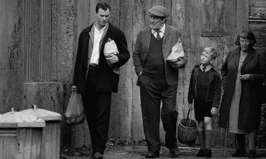 Jamie Dornan, Ciarán Hinds, Jude Hill and Judi Dench in Belfast.