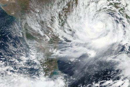 A satellite image provided of Cyclone Yaas approaching India’s eastern coast.