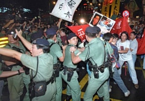 On 30 June 1997, as hundreds of Peoples Liberation Army crossed the border from China to Hong Kong, pro-democracy protesters tried to push through police lines to march towards the Hong Kong site of the handover ceremony, demonstrating against China’s regained control. 1 July has remained a day of protest in Hong Kong, with annual marches have been organised by the Civil Human Rights Front, which disbanded after the introduction of the National Security Law. 