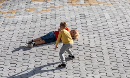 Two children play in Helsinki
