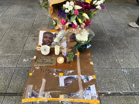 A memorial for Yves Sakila outside Arnotts department store in Dublin.