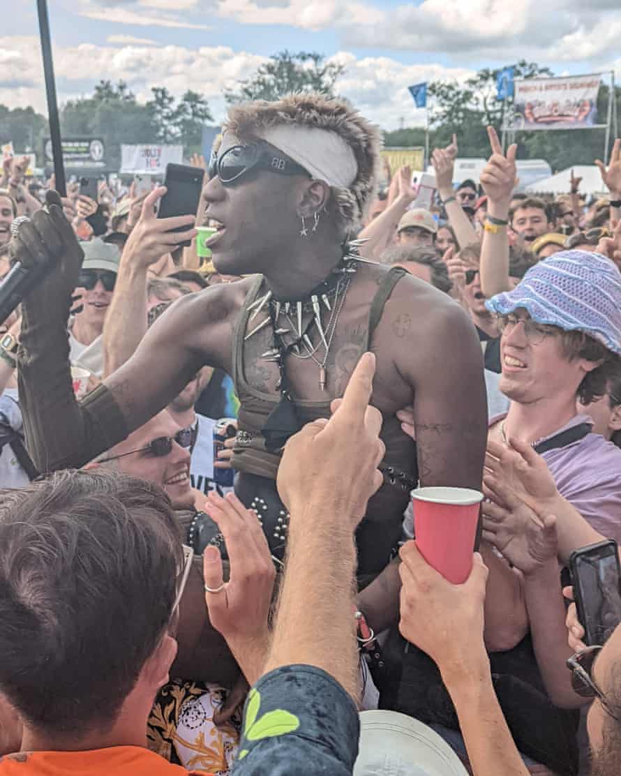 Yves Tumor performing on the West Holts stage.