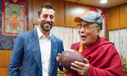 Aaron Rodgers Converts Dalai Lama To Green Bay Packers Fan Which Is Nice Green Bay Packers The Guardian