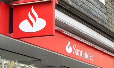 The Santander logo is seen on a high street branch