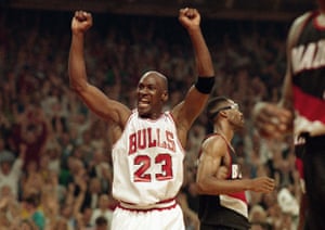 Michael Jordan celebrates his second NBA title in 1992