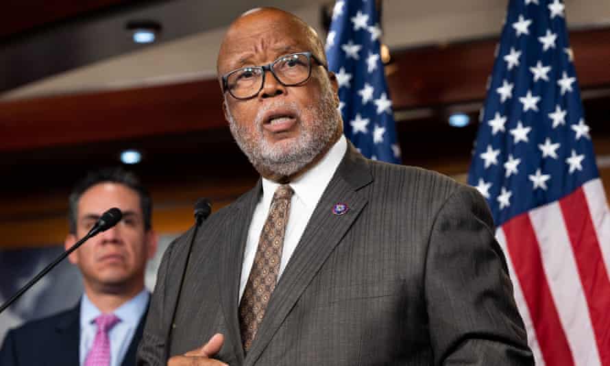 Representative Bennie Thompson (D-MS) speaks at the House Speaker's weekly press conference.