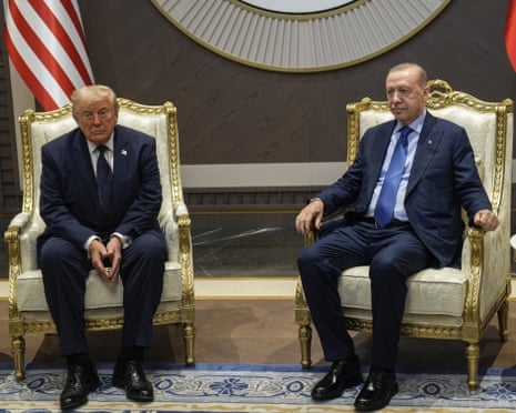 Donald Trump takes questions from reporters with Turkish President Recep Tayyip Erdoğan in Ankara, Turkey, 7 July 2026.