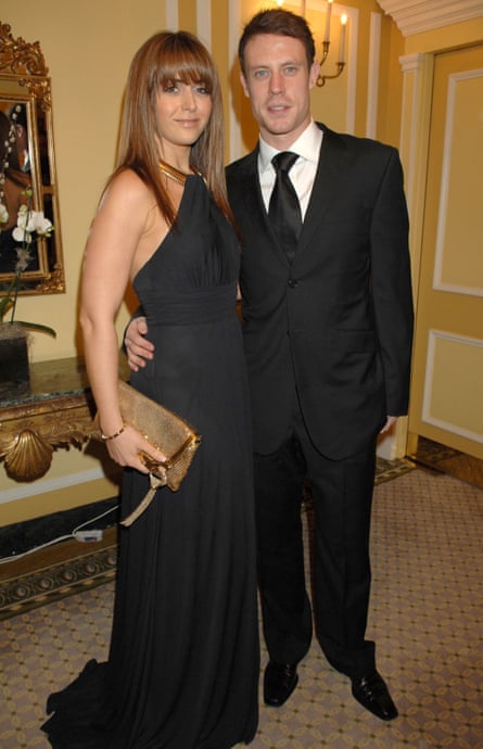 Wayne Bridge and Vanessa Perroncel attend the Cystic Fibrosis’ Liv’ Charity Event at London’s Dorchester hotel in January 2008.