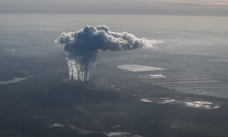 An aerial view of smoke rising from Poland’s Bełchatów coal-fired power station.