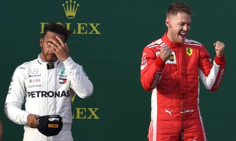 Lewis Hamilton (left) finished second to Sebastian Vettel after a probably software error from Mercedes.