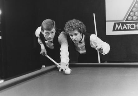 Playing snooker with Steve Davis on the Leo Sayer Show, 1982.