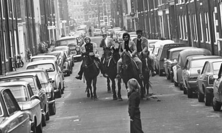 Four horsemen riding through Amsterdam on a ‘motorless day’ in November 1973, when cars were prohibited due to the oil crisis