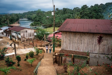 An Afro-descendant community on a river in Ecuador.