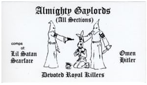 ALMIGHTY GAYLORDS The Almighty Gaylords are one of the oldest street gangs in Chicago. This card is a particularly heavy version depicting two klansmen preparing to execute a Simon City Royal rabbit – another white gang.