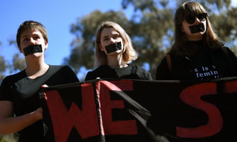 Australian National University students protest after the release of a survey revealing the levels of sexual assaults and sexual harassment.