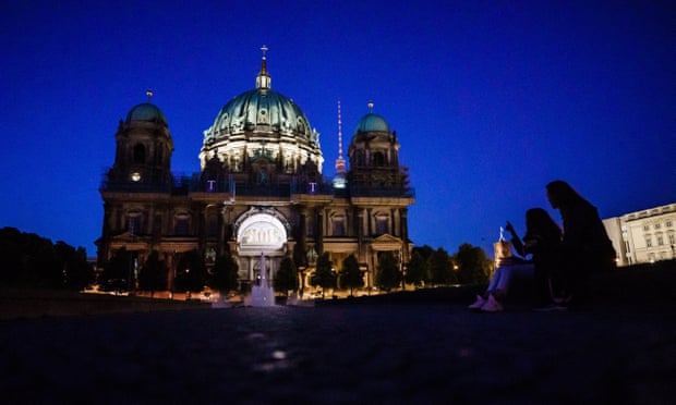 Most of the lights on Berlin Cathedral are switched off on Wednesday night to save energy costs