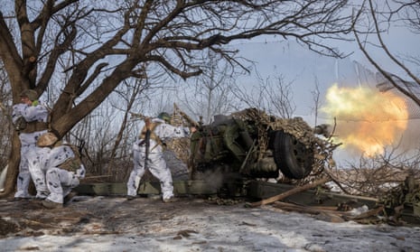 Ukrainian servicemen near the frontline town of Bakhmut, Donetsk.