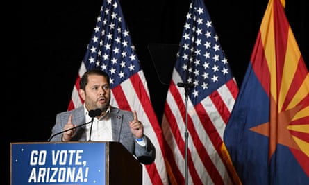 Representative Ruben Gallego campaigns in the midterm elections in Phoenix, Arizona, on 2 November 2022.