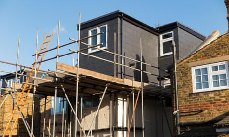 A house undergoing extension work