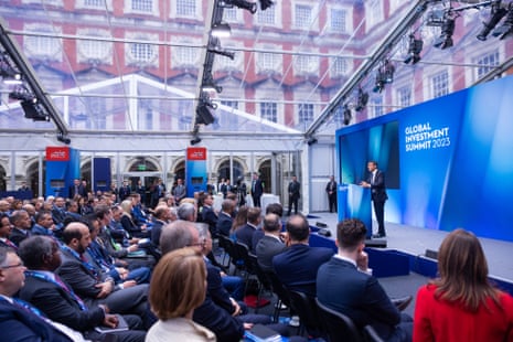 Sunak speaking at the global investment summit at Hampton Court Palace.