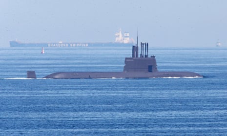 South Korea's homegrown submarine, the Dosan Ahn Chang-ho, sails off the coast of Pohang