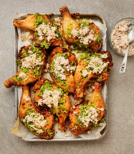 Yotam Ottolenghi’s Thai fried chicken with coconut sambal.