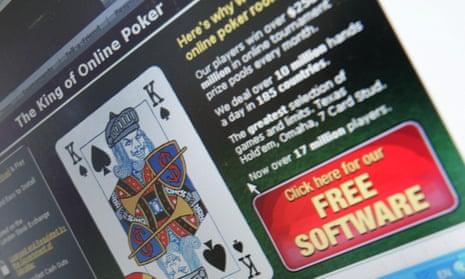 Computer screen displays online gambling website.