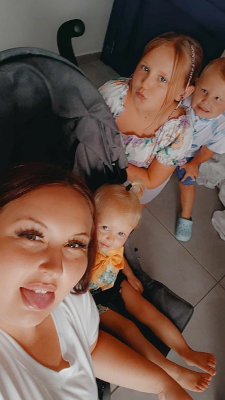 Bryonie Gawith takes a group selfie with her children