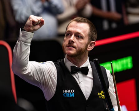 Mark Allen celebrates after reaching the Crucible semi-finals for the third time in his career.