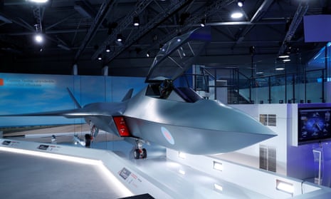 A model of the Tempest jet fighter, unveiled by the defence secretary, Gavin Wiliamson, at the Farnborough airshow