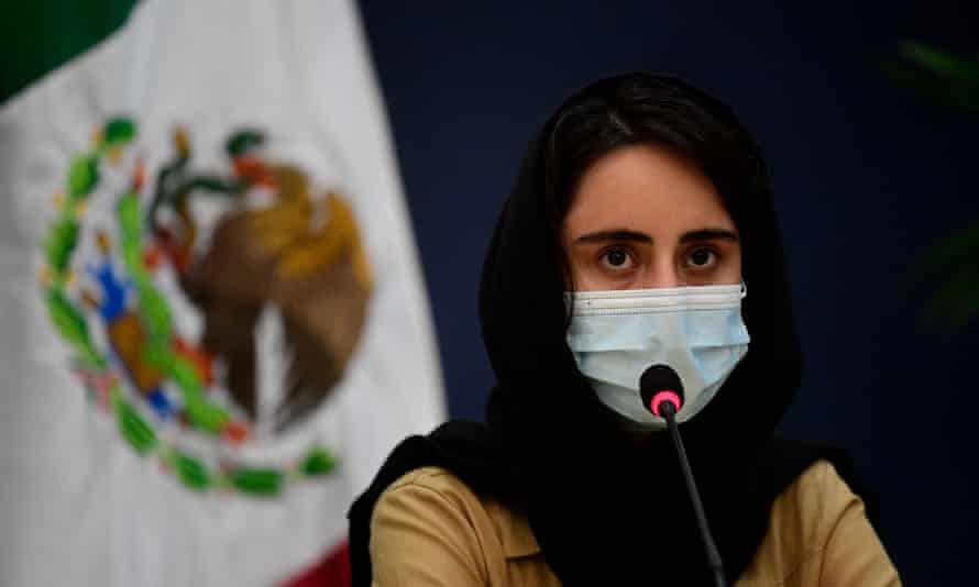 A member of the Afghanistan Robotics team during a press conference on her arrival toMexico after asking for refuge at the Benito Juarez International Airport in Mexico City, on 24 August 2021.