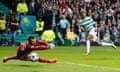 Scott Sinclair scores Celtic’s second goal against Astana in the Champions League play-off at Celtic Park