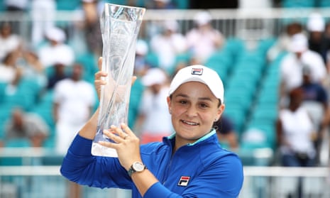 Ashleigh Barty of Australia celebrates with the trophy.