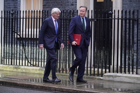 David Cameron and Andrew Mitchell on Downing Street