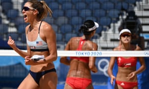 Olympics 2020 day two: women’s road race, gymnastics, tennis and more – live! 2 Alix Klineman celebrates a point in the women’s beach volleyball
